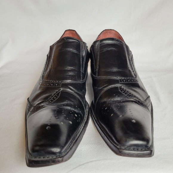Jo Ghost Black Leather Slip On Brogues Wing Tip Handmade in Italy Size 40 - Picture 6 of 9